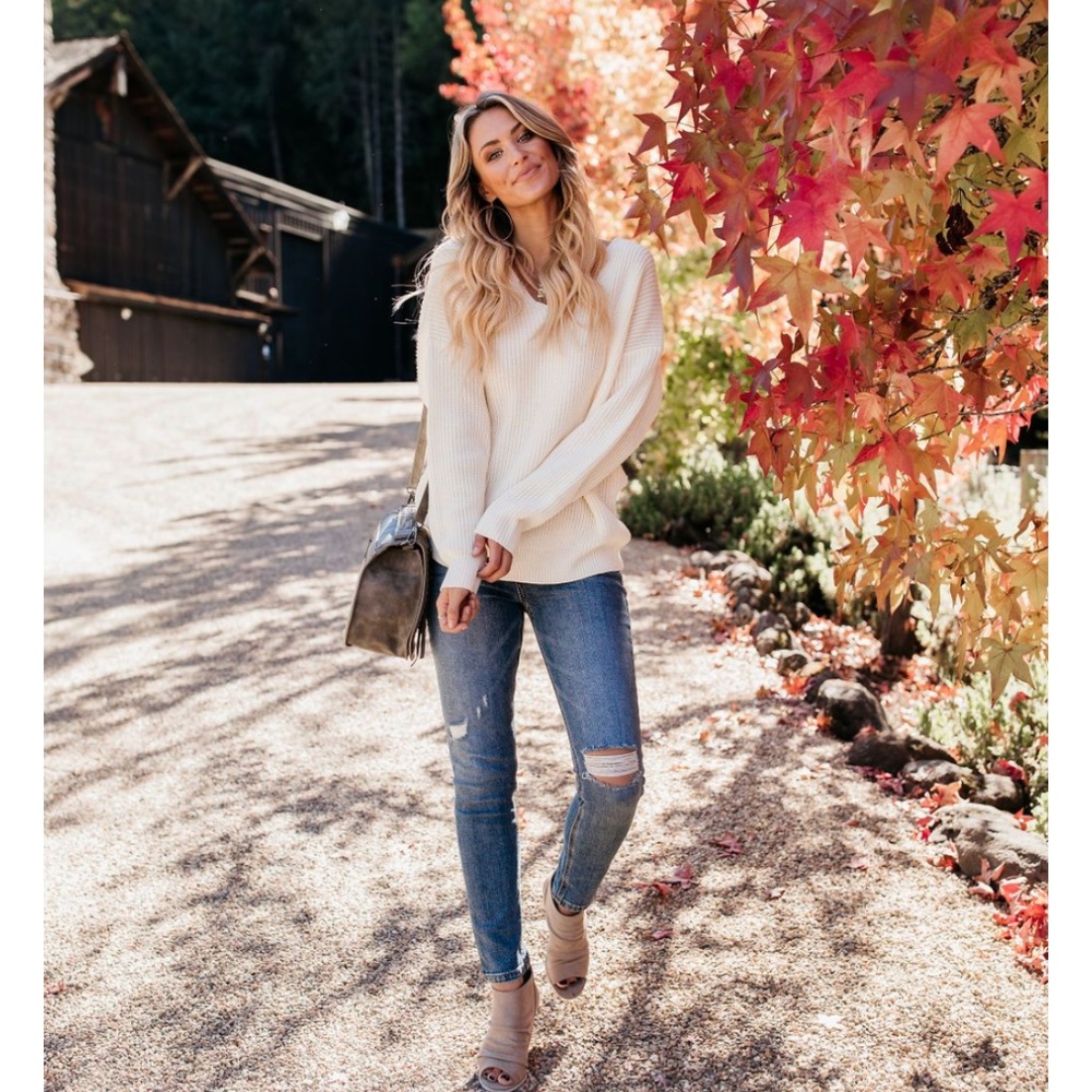 LENORA Twist Back Sweater in Harvest White - Picture 3 of 8